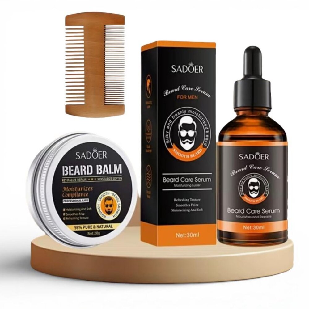 NEW - Beard Growth Mustache Oil Serum Sadoer Fast Growing Beard Bundle